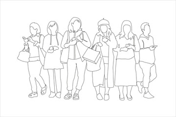 people holding mobile phone illustration vector set