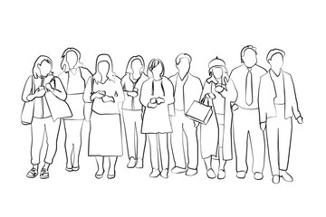 people waiting  illustration or drawing vector set