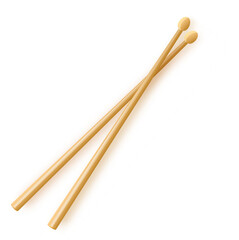 Vector illustration. Crossed wooden drumsticks. Percussion musical instrument. Rock or jazz equipment. Isolated on white background