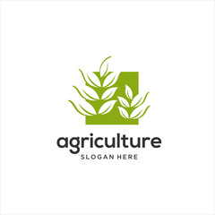 vector logo design illustration of agriculture business, tractor farm, soil farm, crop field, pasture, milk, barn, Emblem, Design Concept, Creative Symbol, Icon.  M