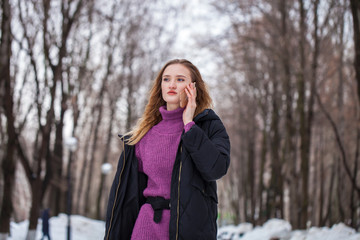 Portrait of a young beautiful blonde woman