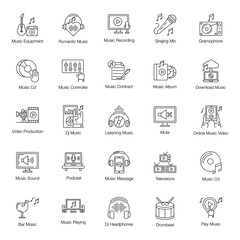  Music Instruments Line Vectors Pack 