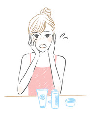 illustration of lady doing skin care