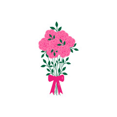 This is cute bouquet of flowers on white background. Flat style.