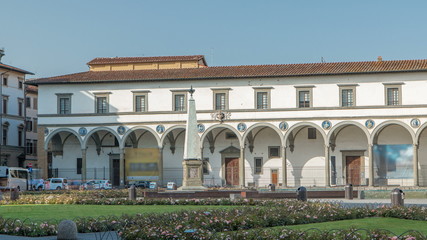 View of Public Square of Santa Maria Novella timelapse - one of the more important public squares in Florence.
