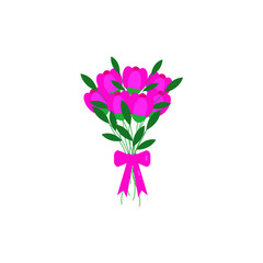 This is cute vector bouquet of flowers on white background. Flat style.