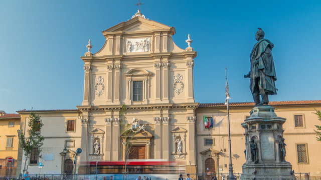 Church And Museum Of The Convent Of San Marco Timelapse, On Piazza San Marco.