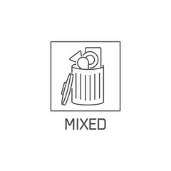 Vector logo, badge and icon for mixed waste. Symbol of sorting garbages.
