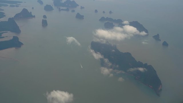 High angle view of Phang Nga Islands near Phuket, beautiful sea and mountains.
