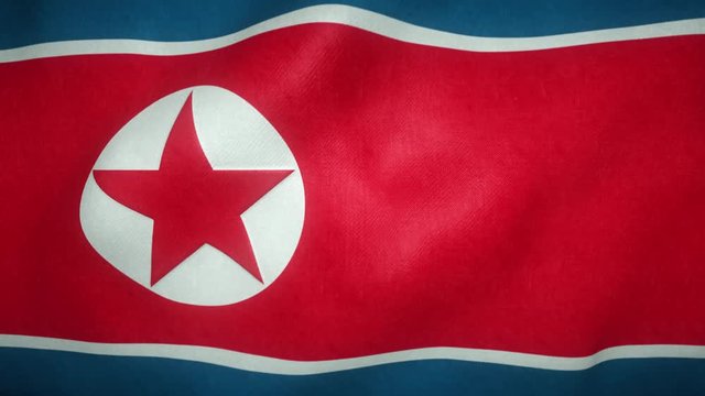 flag of north korea waving in the wind