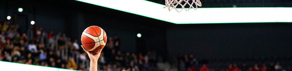 panorama of scring at a basketball game sports and competition background
