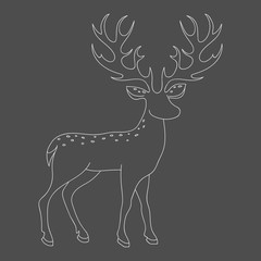 The contour of a deer. Gray background. Vector.