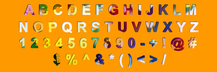 3d illustration character collection. Creative typeset- stylish classic font