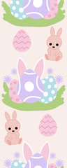 Vertical seamless border with colorful eggs and bunny ears