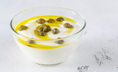 Greek yogurt caper dip