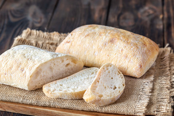 Ciabatta on wooden board