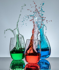 Water splash in glasses 