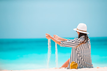 Young beautiful woman on beach tropical vacation