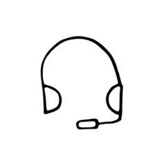 single hand drawn headphone in doodle style in vector. call center element. support team icon vector