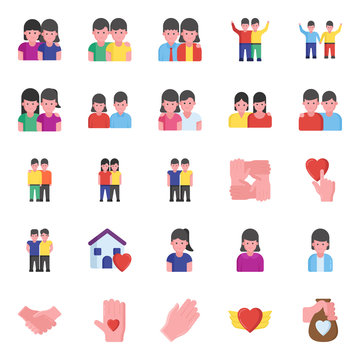  Young Siblings Avatars Flat Icons Pack 