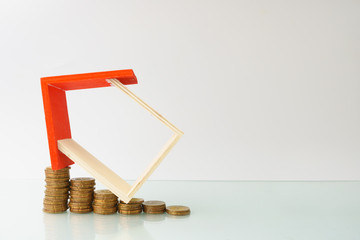 high key. business and finance management conceptual images. stacked money with home replica...