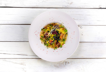 Risotto with porcini mushrooms and spinach