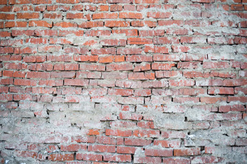 Texture of old red brick masonry.