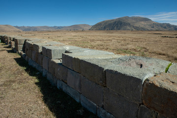Temple ruins at Huanuco Pampa Site. Inca indian culture Peru. Andes. Huánuco Marka or Huánuco Viejo. Dos de Mayo Province, La Unión District.
