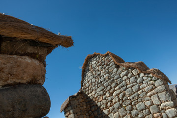 Huanco Pampa site Peru. Indian Inca culture. Ruins temples. Huánuco Pampa. Huánuco Marka . Huánuco Viejo. Dos de Mayo Province. La Unión District - obrazy, fototapety, plakaty