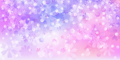 Spring background of various flowers in purple colors