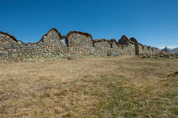 Huanco Pampa site Peru. Indian Inca culture. Ruins temples. Huánuco Pampa. Huánuco Marka . Huánuco Viejo. Dos de Mayo Province. La Unión District