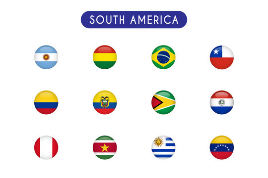 Set of South American Round 3d Flag