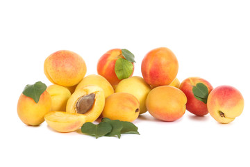 Sweet apricots isolated on white background