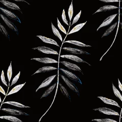 Gordijnen Moderne abstracte naadloze patroon met aquarel tropische bladeren voor textielontwerp. Retro lichte zomer achtergrond. Jungle gebladerte illustratie. Badmode botanisch ontwerp. Vintage exotische print. © Natallia Novik