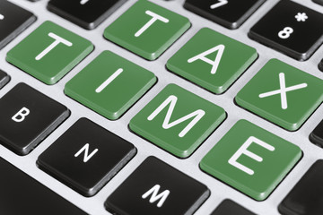Tax Filing Concept. Tax Time on Computer Keyboard