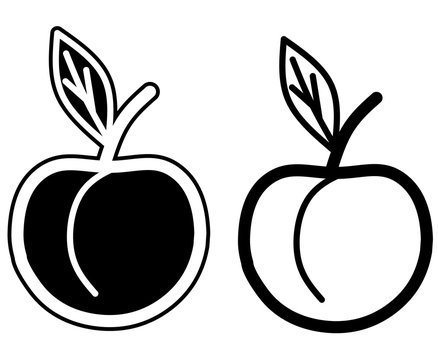 Black silhouette, icon, fruit apple. Vector illustration isolated on a white background.