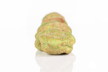 Lot of whole wasabi green peanut isolated on white background