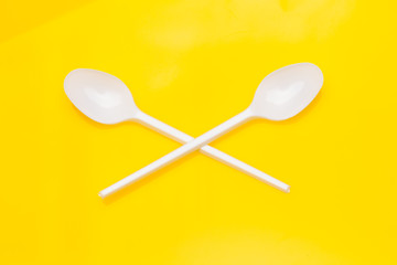 white and plastic food cutlery