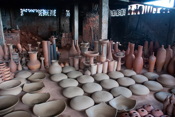 Tracunhaem / Pernambuco / Brazil. June, 21, 2009. Ceramic pieces such as pots, jars, pots and...