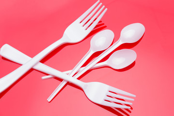 white and plastic food cutlery