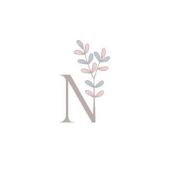 Letter N logo design with leaf vecto eps 10