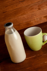 milk bottle on a wooden background