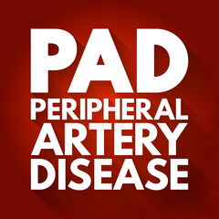 Fototapeta na wymiar PAD - Peripheral Artery Disease acronym, health concept background