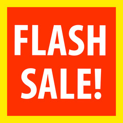 Flash sale banner with red background  yellow bordered and white text. For websites, social media, Instagram and printing squared banner. 