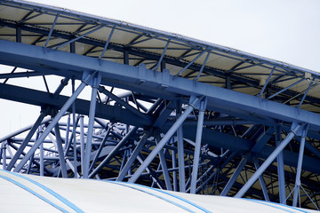 steel roof construction with blue beams