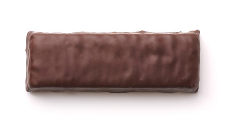 Top view of unwrapped chocolate bar - obrazy, fototapety, plakaty