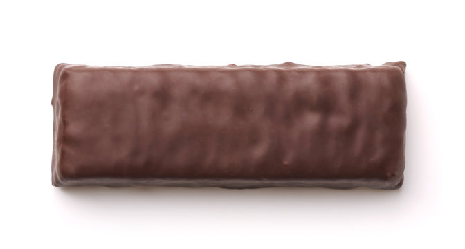 Top view of unwrapped chocolate bar