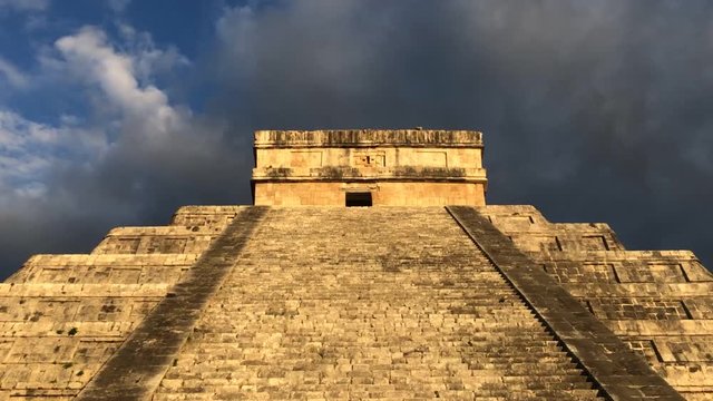 Mexico: Mayan Pyramid Kukulcan Temple in Silhouette, Chichen Itza