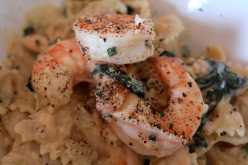 pâte aux légumes et crevettes