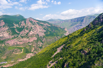 Fototapeta na wymiar High green mountains of Armenia, picturesque summer landscape